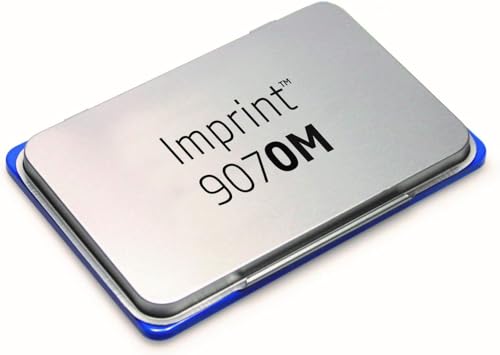 Trodat 9070M Imprint - Almohadilla empapada en tinta azul a base de agua para sellos manuales, tamaño pequeño, 69 x 47 mm, estructura de metal y plástico
