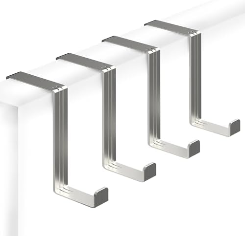 4smile Türhaken zum Einhängen für 36/41mm, 4er Set - Silber | Edelstahl Kleiderhaken für Tür oder Schrank, vielseitige Haken, Türgarderobe mit hoher Tragkraft, stabile Türhakenleis