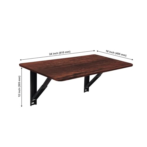 Image of wow craft Foldable Wall-Mounted DIY Study Table with Round Corners | Compact Work & Computer Desk | 24x16 Inch | Brown