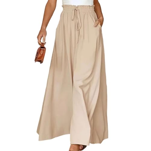 Pantalon palazzo taille haute décontracté jambes larges femme