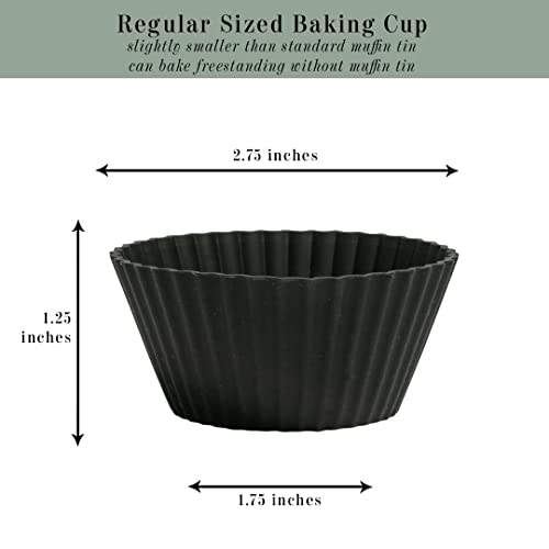 The Silicone Kitchen Reusable Silicone Baking Cups - Matte Black, Non-Toxic, Bpa Free, Dishwasher Safe (12 Pack, Regular) #TOP2