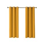 Home In Style 4U Thermal Insulated Blackout Curtains for Bedroom Windows Ochre Curtains 46" width x 72" drop 2 Panels, Ring Top Eyelet Super Soft Blackout Eyelet Curtains for Living Room