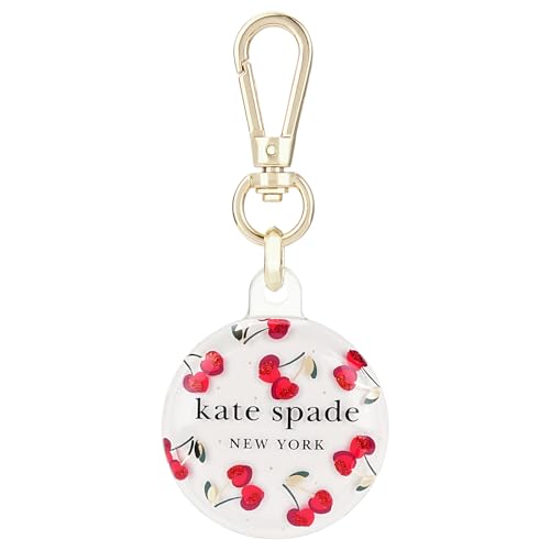 Image of kate spade new york AirTag Holder with Gold Ring Clip - Cherry Dot | Stylish, Anti-Scratch, and Protective Case for Apple AirTag - Attaches Securely to Bags, Luggage, Keys, Purse, Totes & More
