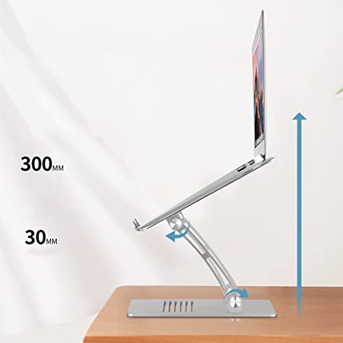 Soporte de computadora portátil para escritorio con estante elevado plegable de metal plata 8