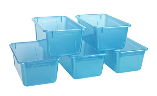 Image of Storex Small Cubby Bin, 12.2 x 7.8 x 5.1 Inches, Candy Teal, 5-Pack (62480U05C)