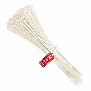 intervisio Fascette Plastica per Cablaggio 300 mm x 4,8 mm, Fermacavo Bianche Elettricista 300mm Nylon Cavi Stringicavo, Bianco – 100 Pezzi