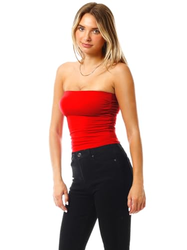 Image of MixMatchy Women's 3 Pack Tube Top Built-in Bra Strapless Ruched Bandeau