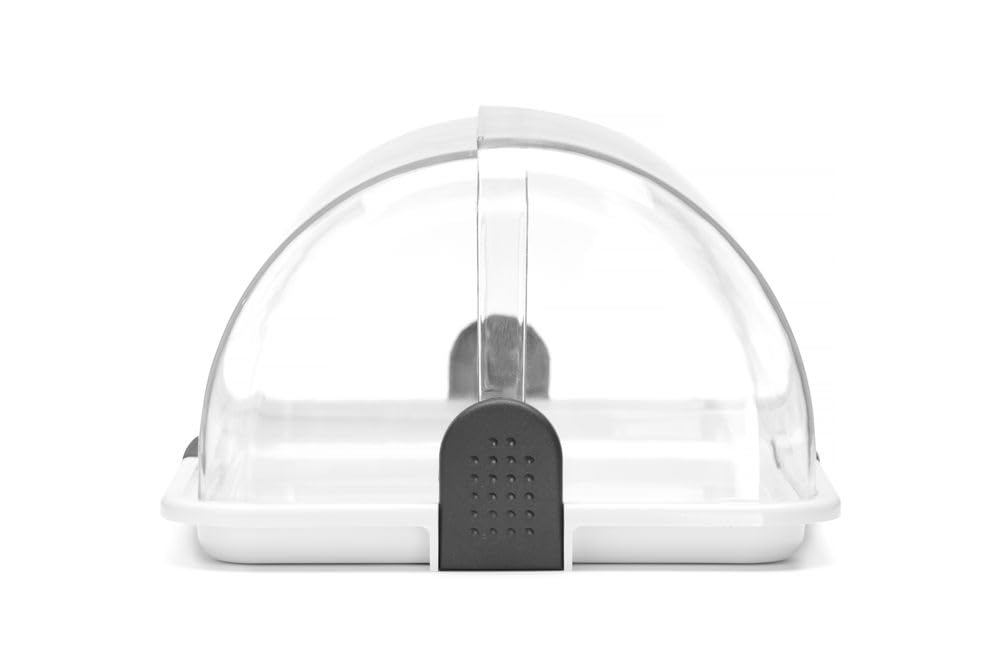 HENDI Vitrine de présentation à couvercle coulissant roll-top, Simple | Base en PP, couvercle transparent en PS, ouverture des deux côtés, compatible lave-vaisselle, 465x315x(H)195mm