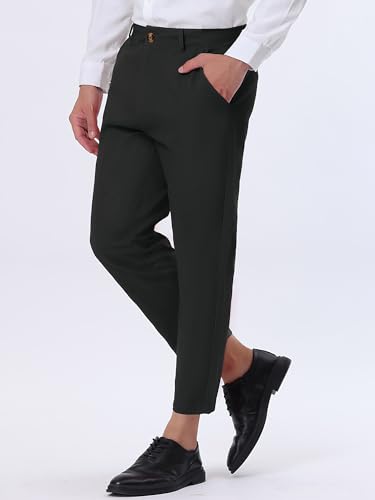 Lars Amadeus Solid Color Cropped Business Dress Pants for Men's Skinny Flat Front Suit Trousers2