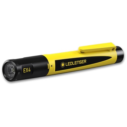 Ledlenser EX4 - Lampe torche LED ATEX, Zone EX 0/20, sécurité intrinsèque, 50 lm, étanche IP66, 7h d’autonomie, portée 35m - Pour zones explosives,...