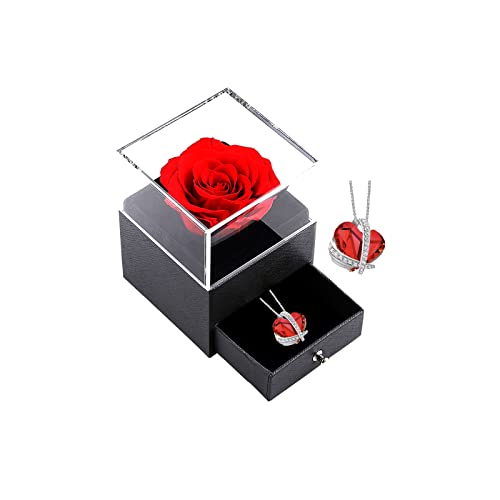 WNING Eternal Rose Jewelry Gift Box, Love Lady Necklace, Rose Gift Box para el Día de la Madre   Cumpleaños   Día de San Valentín   Aniversario (Eternal Rose-F)