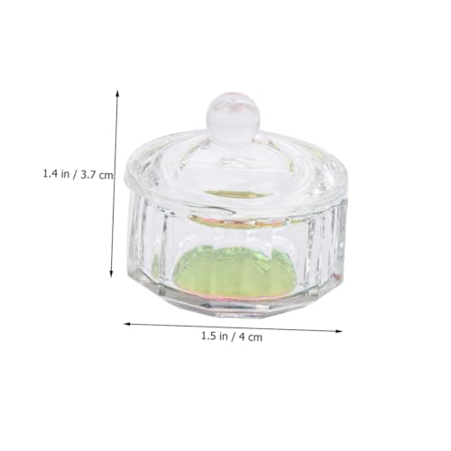 2pcs Mini Taza de Cristal para Uñas con Tapa miniatura 6