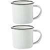 UPKOCH 2 Pack Enamel Camping Mugs Enamelware Coffee Mugs with Handle Portable Small Drinking Cups for Office School Travel White
