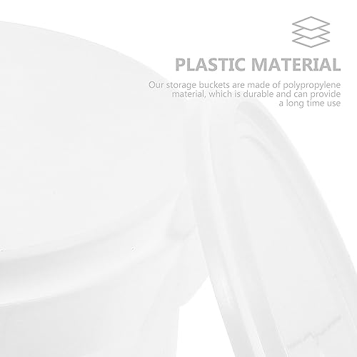 Cabilock 2Pcs L Toy Portable Handle Heavy Food Grade Household Kids Tub Ice Treasure Duty Container Buckets Cream With Pail Kitchen Lid Bucket Storage All White Plastic Barrel Toys Bucke #TOP3
