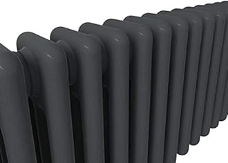 Warmehaus - Traditional Cast Iron Style Anthracite 3 Column Horizontal Radiator 300x1460mm - Modern Central Heating Space Saving Radiators - Perfect for Bathrooms, Kitchen, Hallway, Living Room