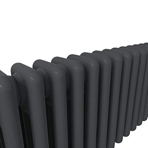 Warmehaus - Traditional Cast Iron Style Anthracite 3 Column Horizontal Radiator 300x1460mm - Modern Central Heating Space Saving Radiators - Perfect for Bathrooms, Kitchen, Hallway, Living Room