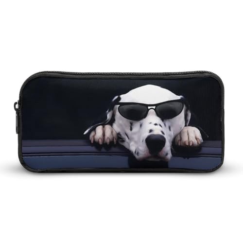 眼鏡をかけたダルメシアンペンケース 筆箱 筆入れ 多機能 ふでばこ 大容量 収納バッグ 学生 子供文具収納 男の子 女の子 プレゼント