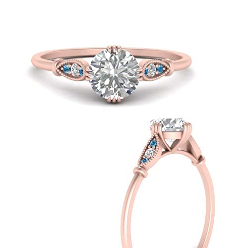 Image of Choose Your Gemstone Delicate Round Cathedral Engagement Ring Rose Gold Plated Round Shape Petite Engagement Rings Minimal Modern Design Birthday Gift Wedding Gift US Size 4 to 12