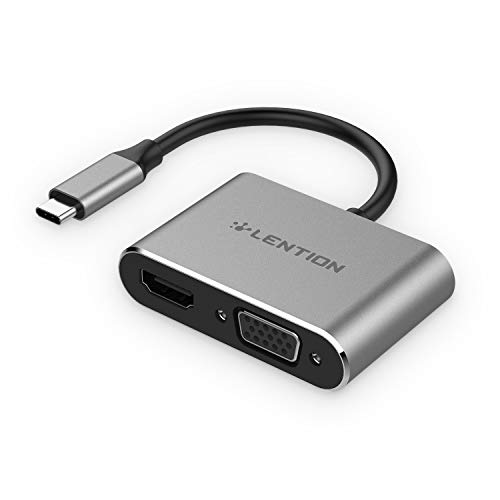 USB-C auf 4K HDMI und VGA Dual Display AV Adapter Kompatibel mit 2020-2016 MacBook Pro 13/15/16, Neues Mac Air/iPad Pro, Neues Surface,