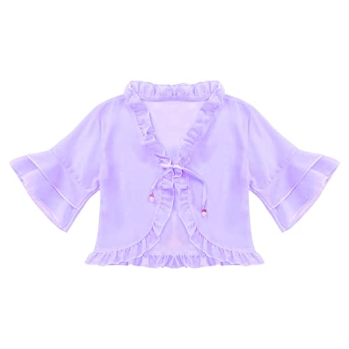 Kids Girls 3/4 Sleeve Ruffle Lighweight Open Front Shrug Cardigan for Summer Casual Daily Wear Dress Cover Up3