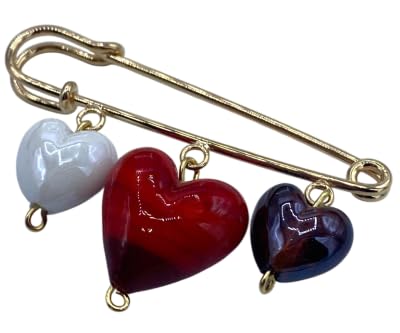 Broche en verre de Murano trois cœurs colorés le cadeau idéal pour femme