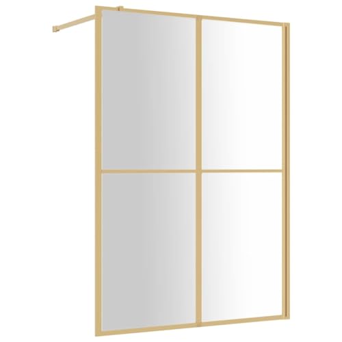vidaXL Parete per Doccia Walk-in Vetro Trasparente ESG 140x195 cm Oro, Parete Doccia, divisorio Doccia, pareti docce, Cabina Doccia, Schermo Doccia