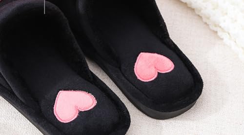 Women’s Cartoon Heart Closed - Toe Slippers Soft Fuzzy Warm Non - slip PVC Sole Ladylike Home Shoes3