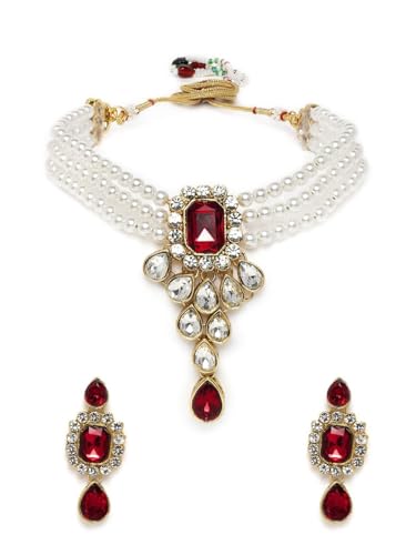 Juego de joyas de granate para eventos de noche con cristales brillantes y latón de talla S
