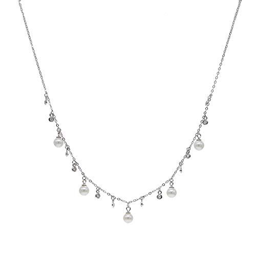 Collier de mariage en argent 925 avec perle blanche chic pour femme élégante