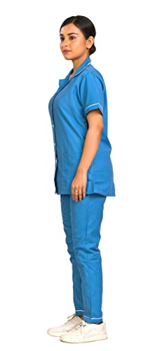 Image of Unisex Nurse Uniform With Normal Length Half Sleeves Top With 2 Pockets Regular Fit Pant Two Side Pockets - Ideals for Hospital Staff /Clinics /Nanny Uniforms |
