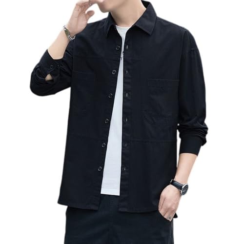 Chemise vintage décontractée pour homme à manches longues et col rabattable