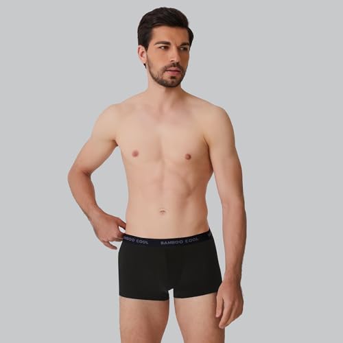 BAMBOO COOL Men’s Underwear boxer briefs Soft Comfortable Bamboo Viscose Underwear Trunks (4 Pack)