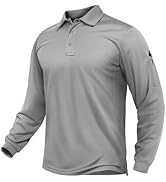 TACVASEN Men's Long Sleeve Polo Shirts Quick Dry Tactical Golf Collared Lightweight Work Breathab...