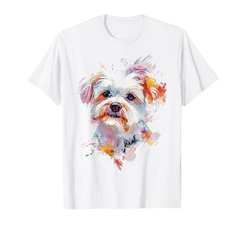 Malteser Hund Grafik Haustier Kunstwerk Malteser T-Shirt