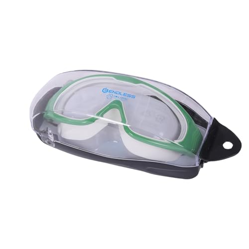 ENDLESS EL1009 Premium Swimming Goggle with Anti-Fog and UV Protection | Green | Material: Silicon, PU | Stylish Big Frame for more Visibility | Soft Silicone Gasket for Leak Proof | With Hard Case