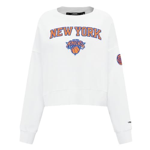 Pro Standard Womens NBA New York Knicks Classic Chenille Crewneck Sweatshirt White XL