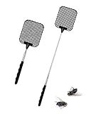 Design Pratique et Compact - La tapette à mouche télescopique se replie pour un rangement facile dans un tiroir ou un sac. Fini les mouches qui gâchent vos repas en famille !