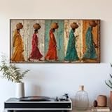 LMYCHENG Abstraktes Frauenbild auf Leinwand: Traditionelle südasiatische Wandkunst, Frauenposter und -drucke für die Schlafzimmerdekoration (90 x 180 cm/Rahmenlos)