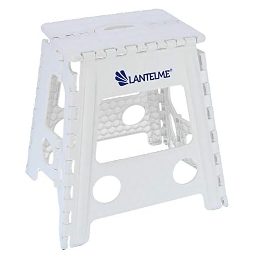 Lantelme - Taburete plegable (40 cm de altura, máx. 120 kg) Taburete plegable de plástico, color blanco.