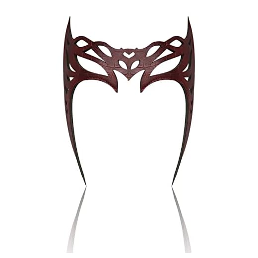 Corona de bruja escarlata, disfraz de Wanda Maximoff, tocado de corona de piel sintética para adultos, máscara de cosplay de Wanda, fiesta de Halloween, accesorios de baile de máscaras para mujeres