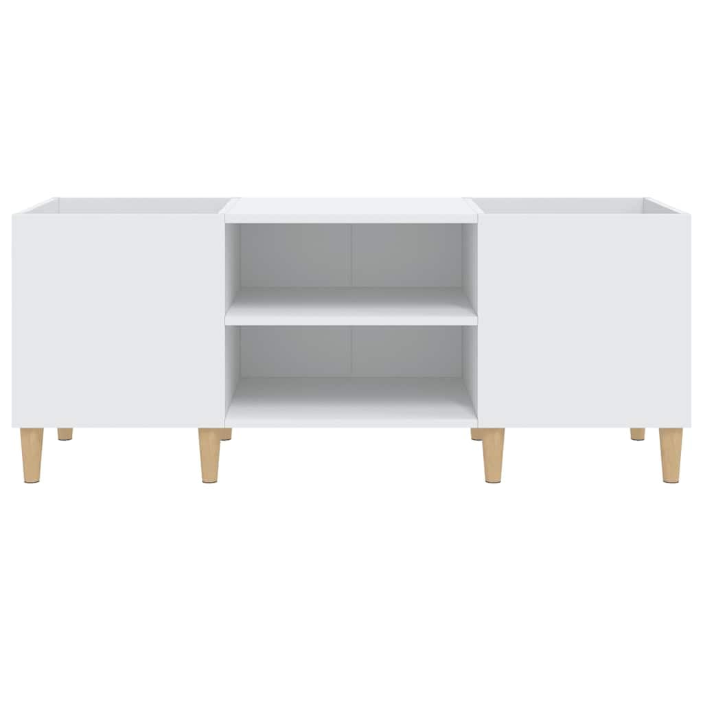 Générique Mobile a dischi bianco 121 x 38 x 48 cm in legno di ingegneria, mobile portaoggetti in vinile con piano robusto per giradisco, spazioso spazio per organizzare la tua collezione, piedi