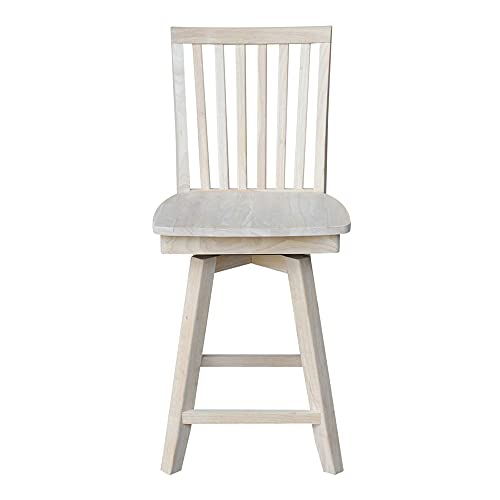 Ic International Concepts Mission Counterheight Swivel Seat Counter Height Stool, 24", Ready To Finish #TOP1