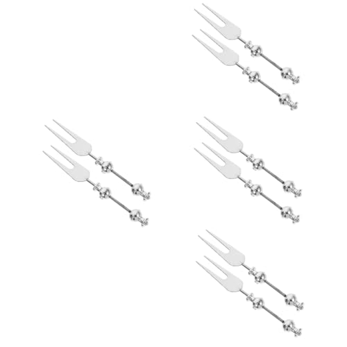 SOLUSTRE 4pcs Stainless Steel Serving Forks Beadable Fruit Forks Diy Decorative Dinnerware Elegant and Functional