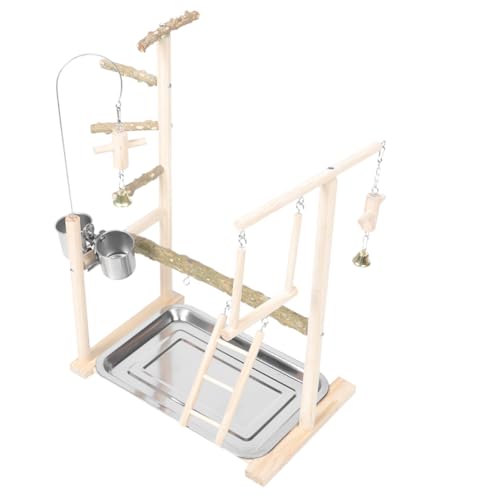 Happyyami Pepper Wood Bird Stand Bird Ladder Perch for Cage Parrot Play Park Stand Natural Wood Parrot Rack
