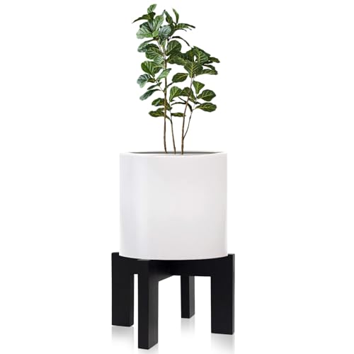 hismocal Wood Plant Stand Indoor/Outdoor for Plants, Large Size Planter Stand Holder,Sturdy and Stable Flower Pot Stand,Fits Most Size Flower Pots In Room (1 Pack-Black)