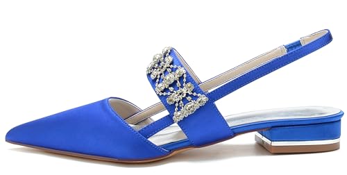 Hanfike Comfortable Bridal Flats for Women Slingback Rhinestones Evening Shoes JY2092