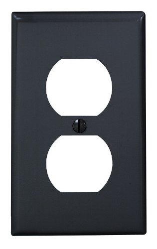 Leviton80703-E 1-Gang Duplex Device Receptacle Wallplate, Standard Size, Thermoplastic Nylon, Device Mount, Black by Leviton