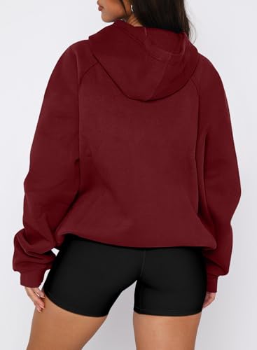 onlypuff Women Half Zipper Pullover Sweatshirt Long Sleeve Hoodies Kangaroo Pocket Fleece Basic Sweater