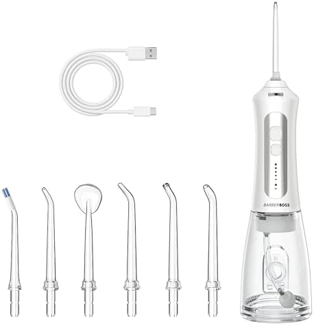BarberBoss Irrigador bucal recargable para dientes y encías, 5 mo...