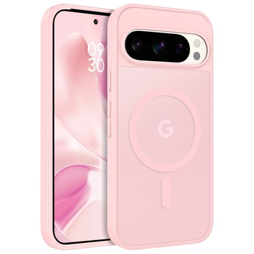 Coque antichoc Pixel 9 Pro XL magnétique Magsafe transparente rose